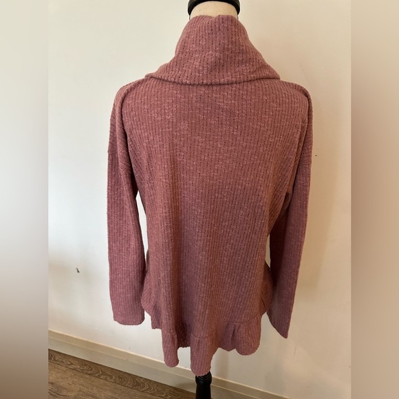 Maeve  Anththropologie pink ruffled sweater shirt top cowl neck XS NWOT - Picture 3 of 4